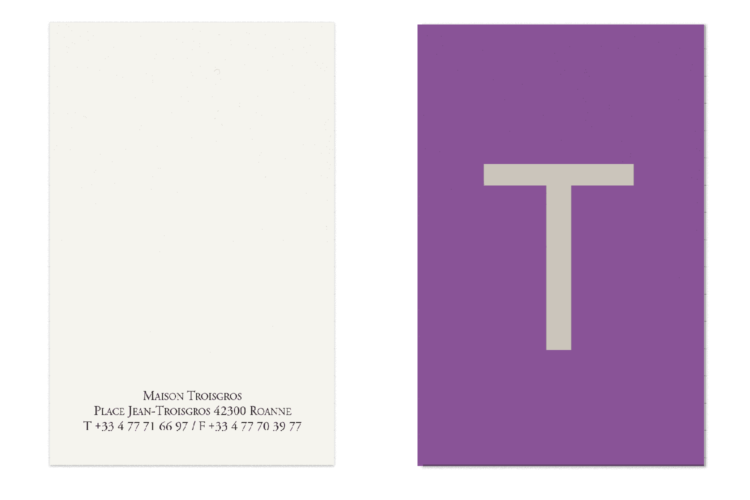 Les cartes de visite de l'identité visuelle de la maison troisgros, graphisme IchetKar