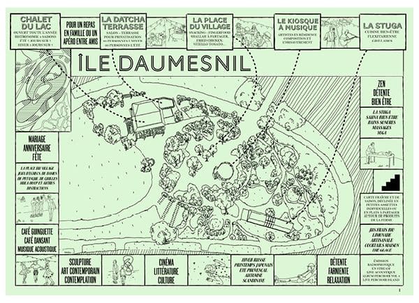 illustration de la carte de l’île Daumesnil du dossier d’appel d’offre pour le perchoir, signé ichetKar