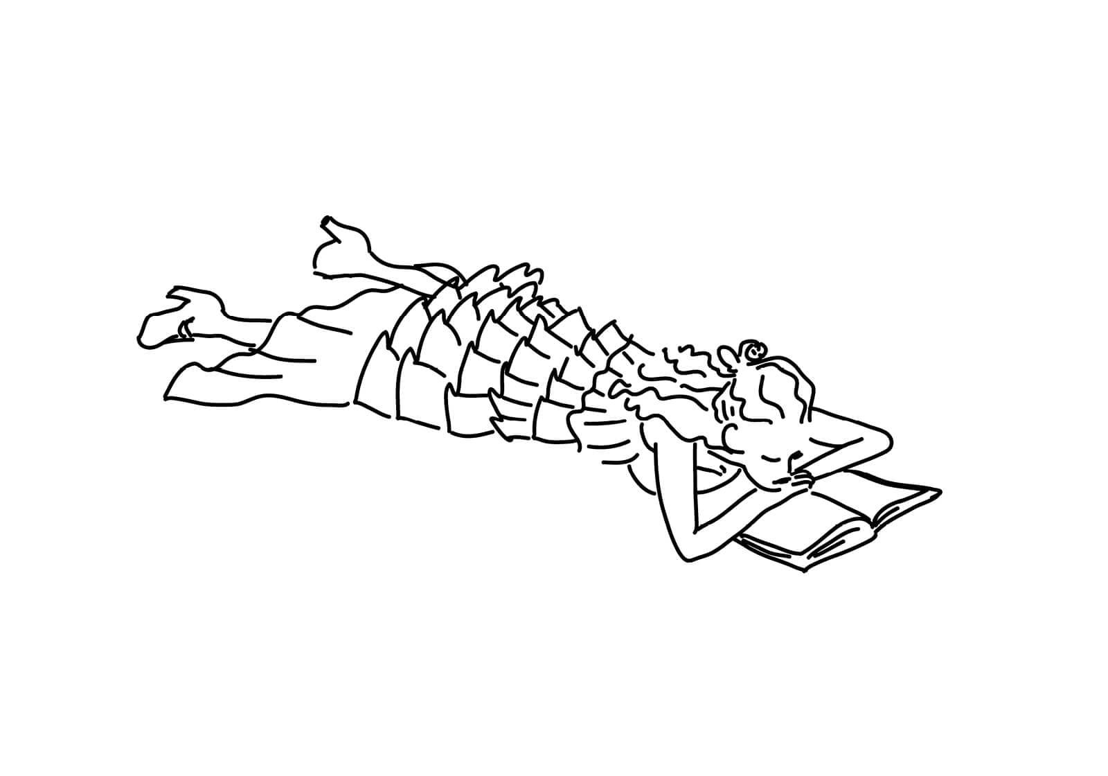 calme, nature et volupté, illustration d'une lectrice du dimanche pour le chalet des iles signé ichetkar