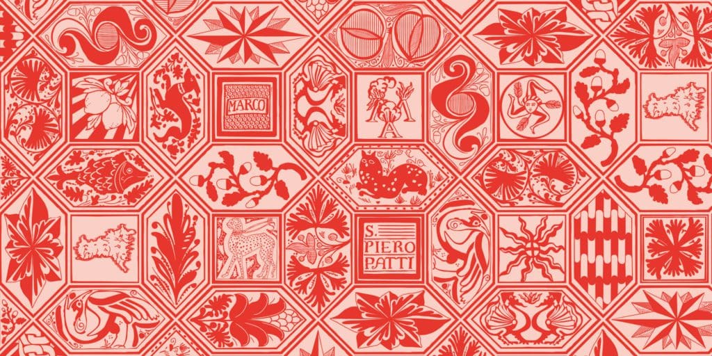 Ichetkar dessine des carreaux représentant des éléments en rapport avec l’univers de la marque, de celui de la cuisine, et de son chef Marcolino