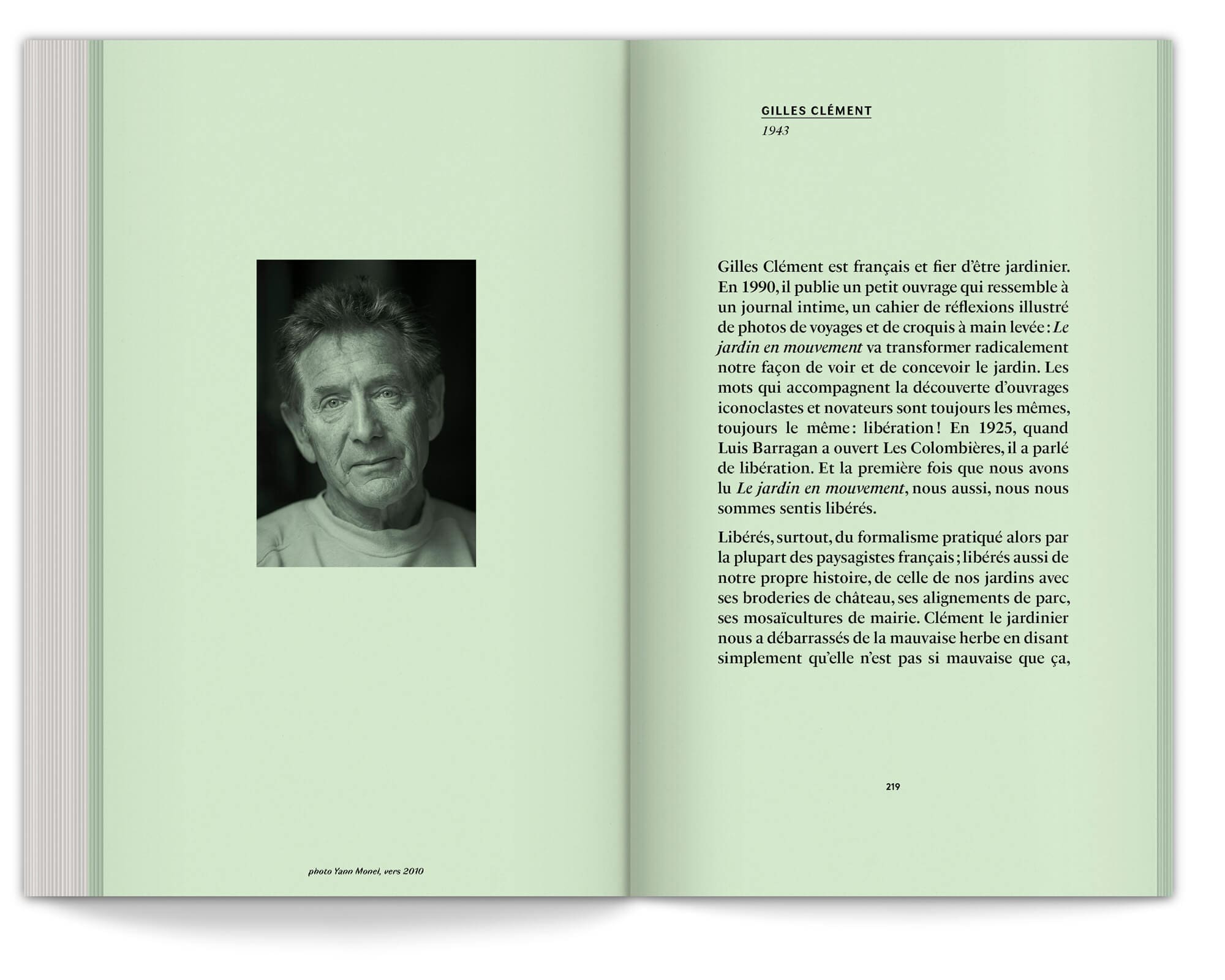 Gilles Clément dans les annexes du manifeste du jardin émotionnel, qui signe la préface du livre d'Ossart et Maurières, design graphique Ichetkar