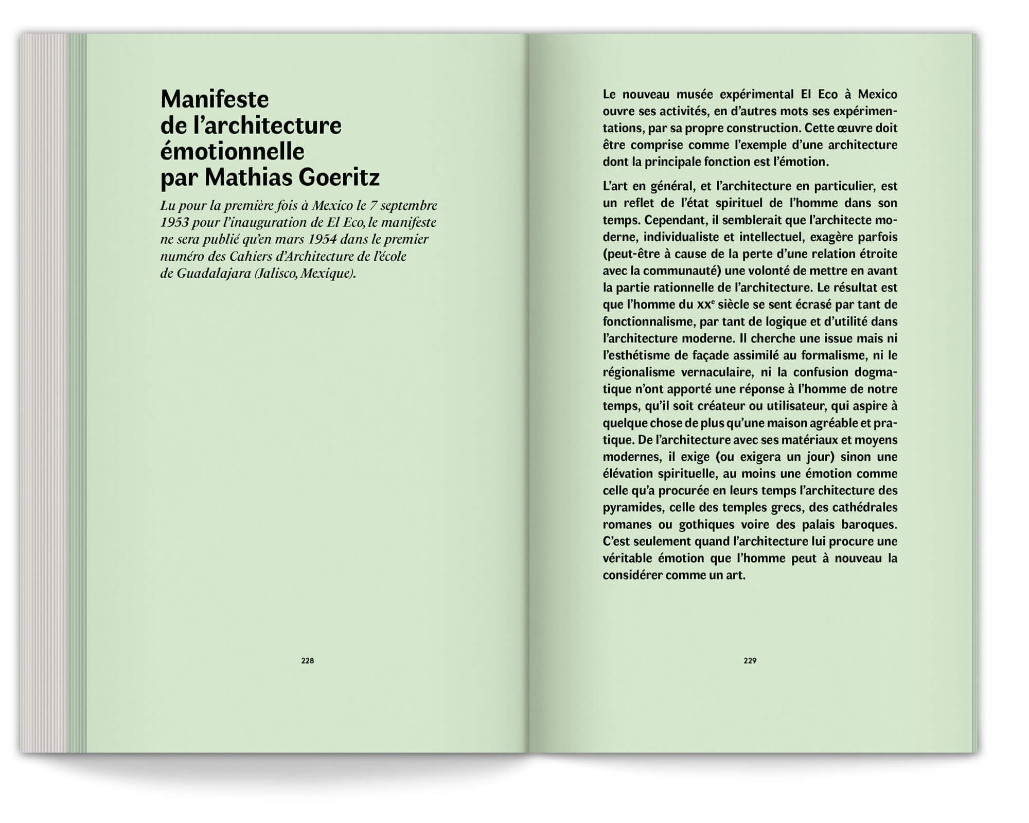 le manifeste de l'architecture émotionnel de Mathias Goeritz dans le livre du duo de paysagistes Ossart + Maurières, design IchetKar