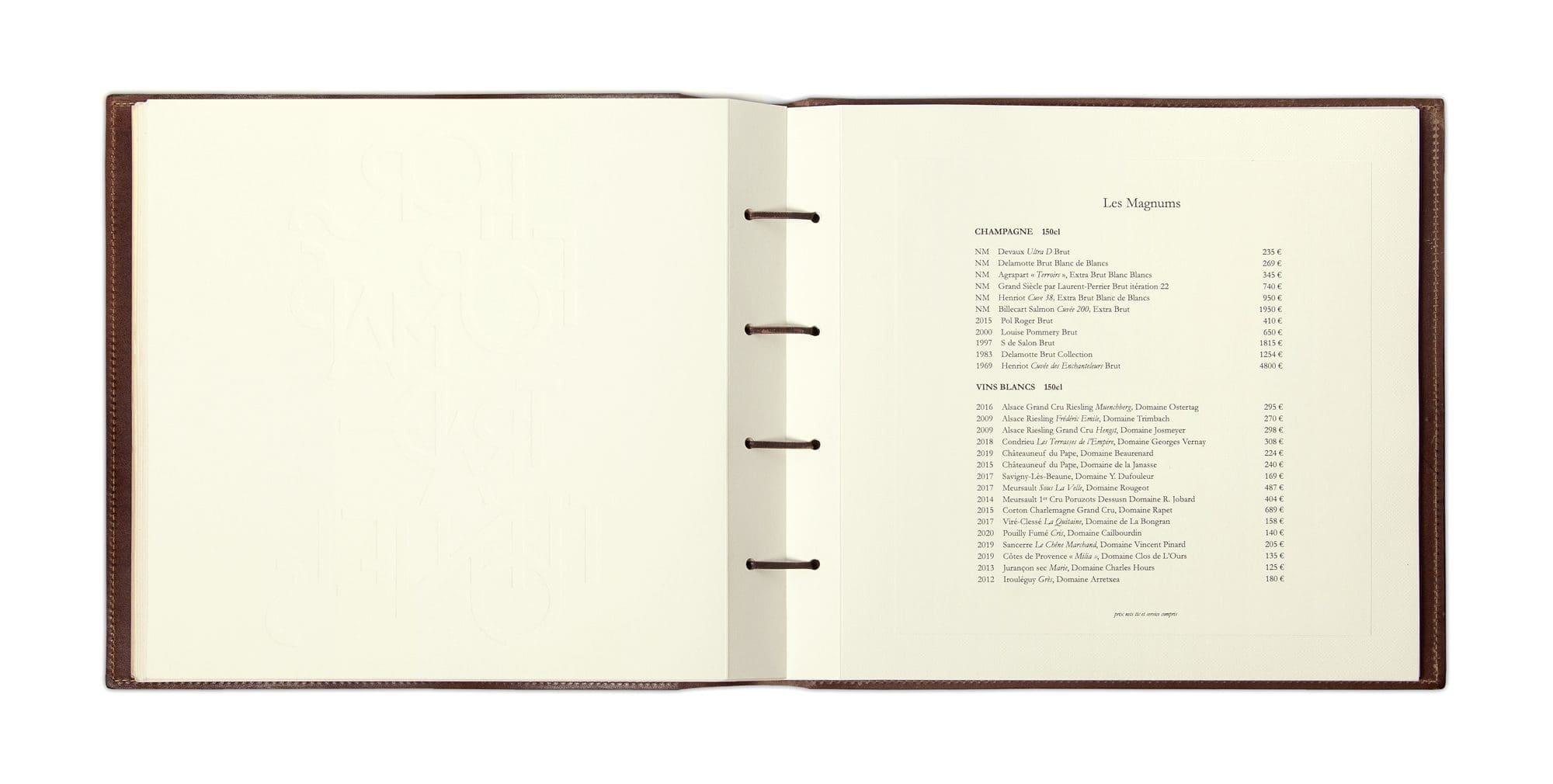 double page carte des hors formats traditionnels design by Ichetkar pour le Balzac de Pierre Gagnaire