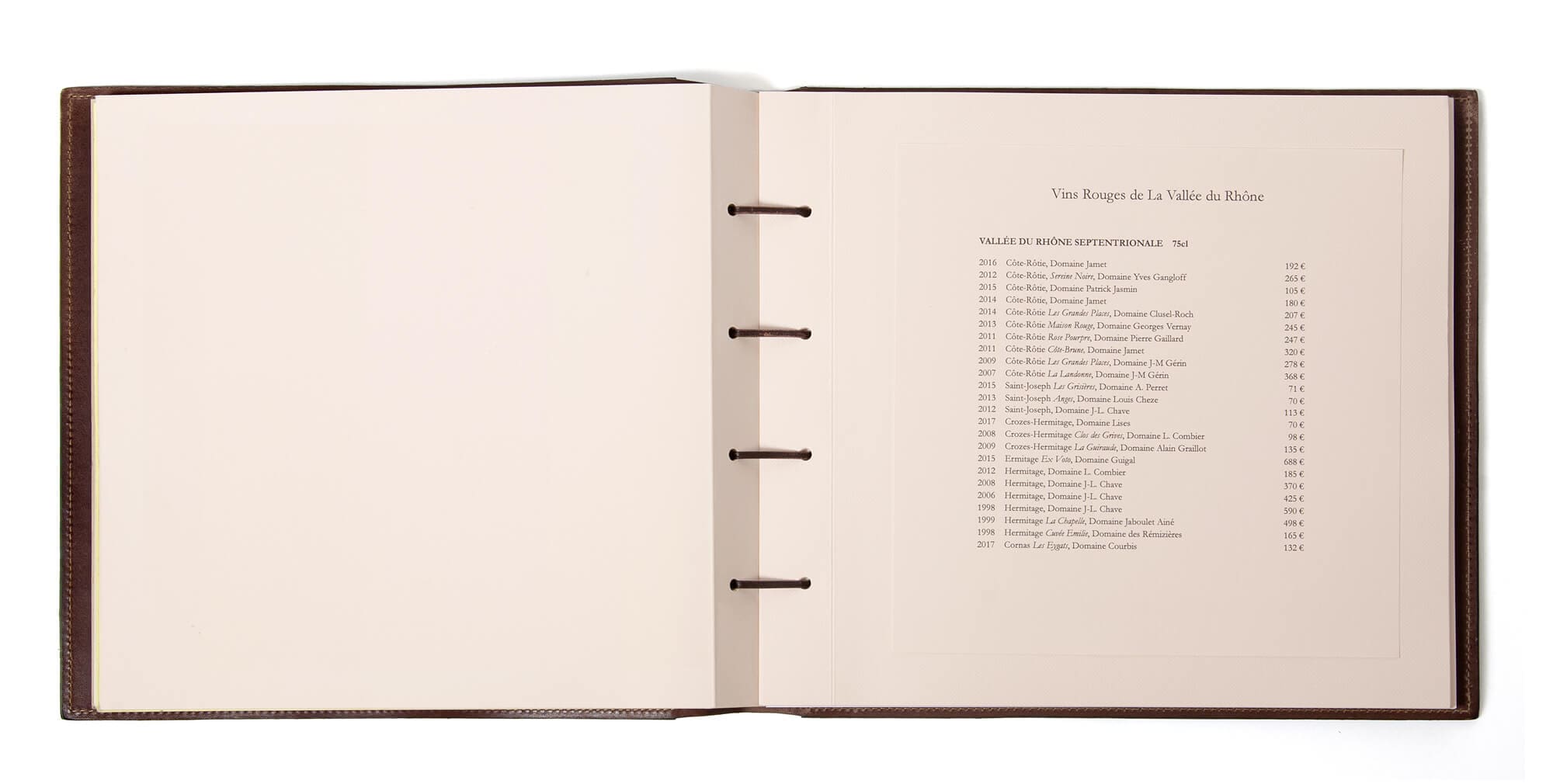 double page carte des vins rouges design by Ichetkar pour le Balzac de Pierre Gagnaire