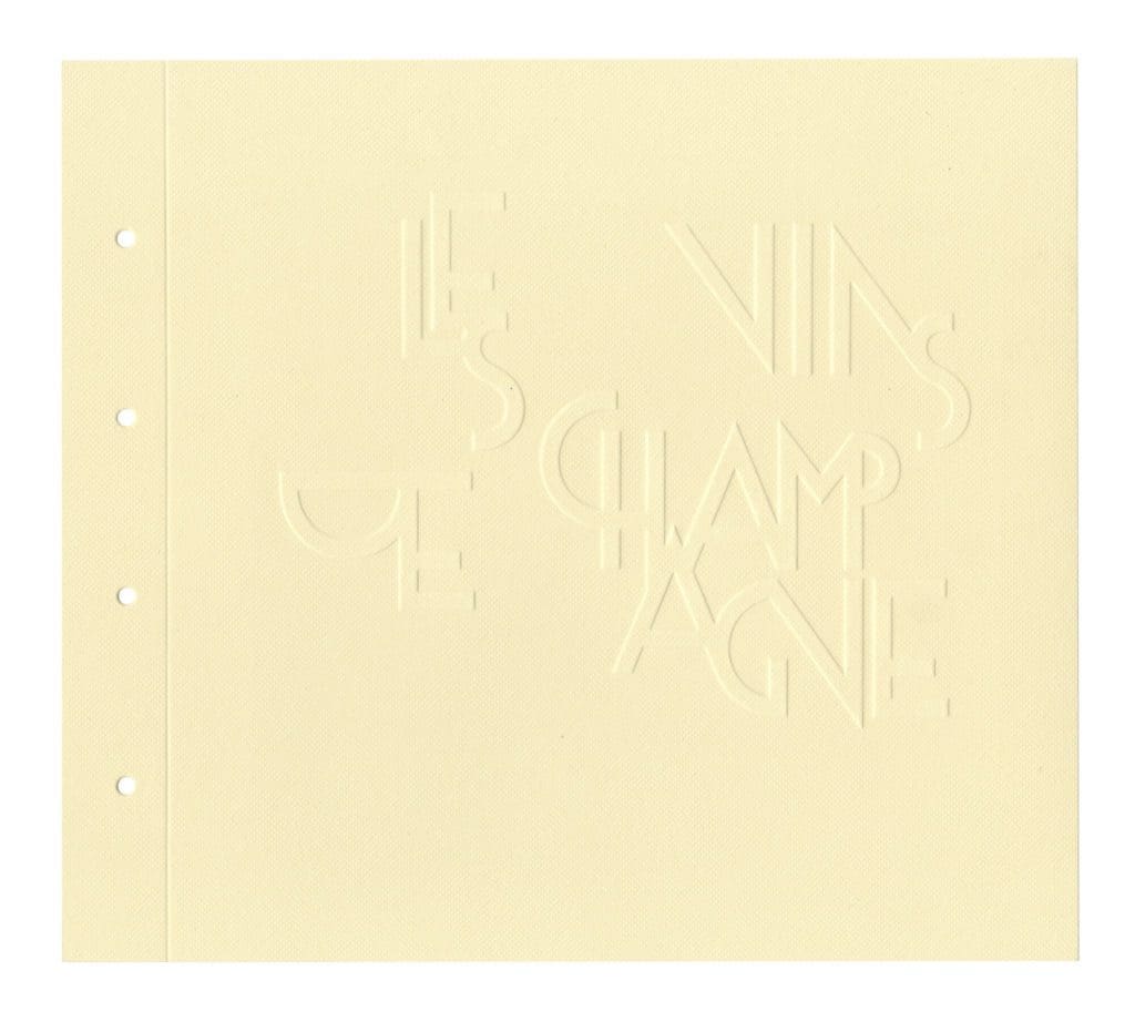Composition typographique gaufrés pour la tête de chapitre des vins de champagne signé IchetKar pour le restaurant Blazac de Pierre Gagnaire