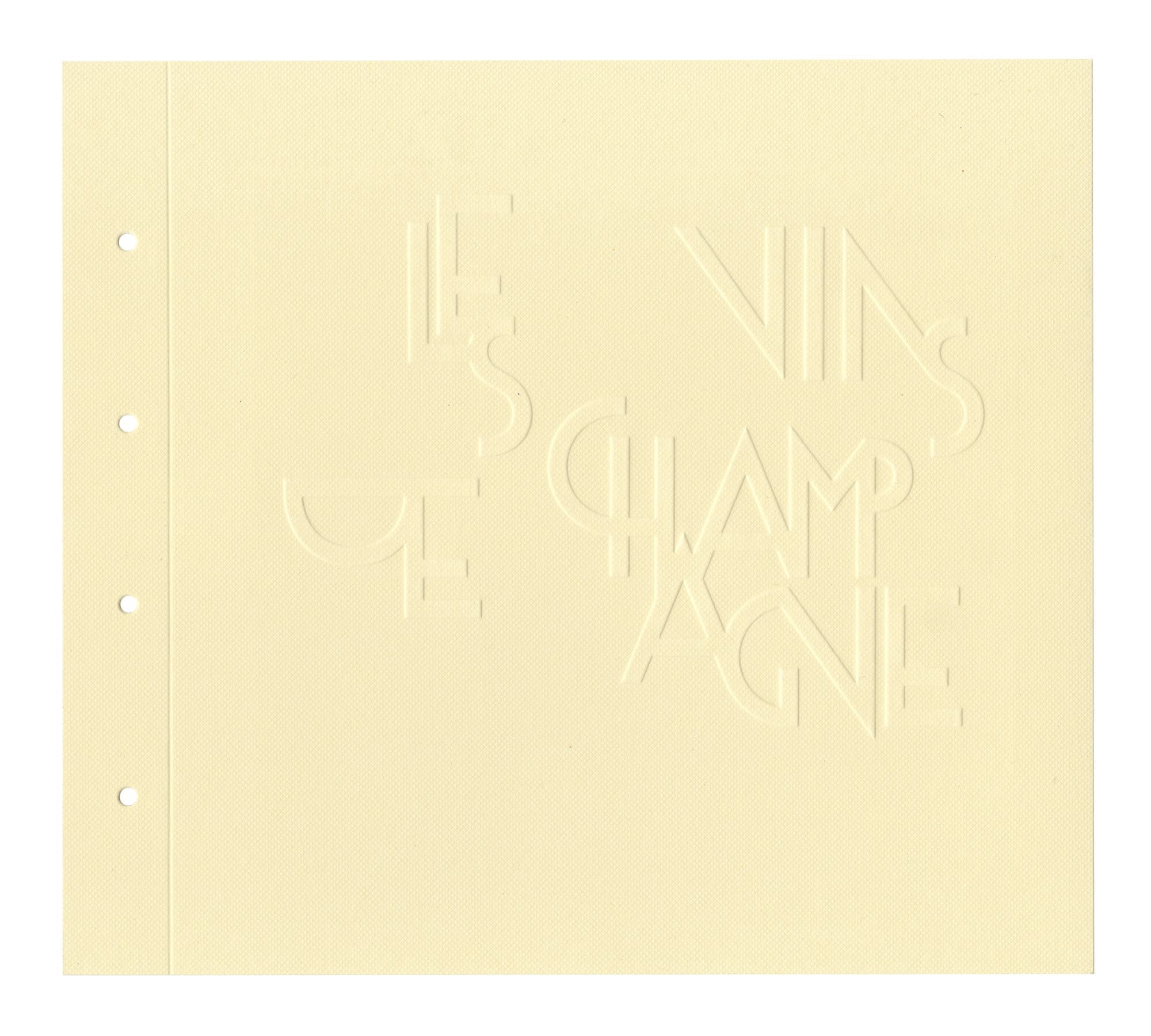 Composition typographique gaufrés pour la tête de chapitre des vins de champagne signé IchetKar pour le restaurant Blazac de Pierre Gagnaire