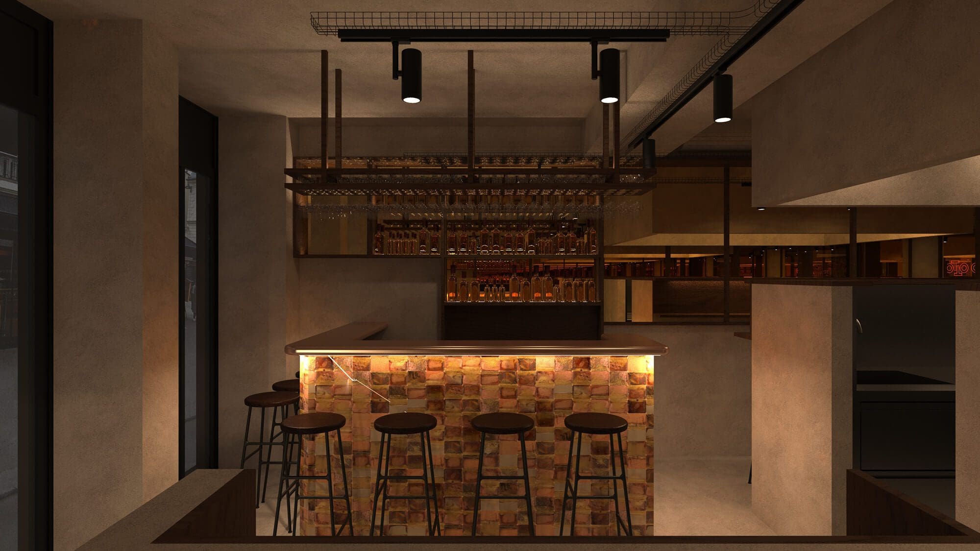 ichetkar dessine le bar du nouveau lieu de eric trochon et associés Stéphane Offner et Tony Alvarez-Parage, pensé comme un bijou