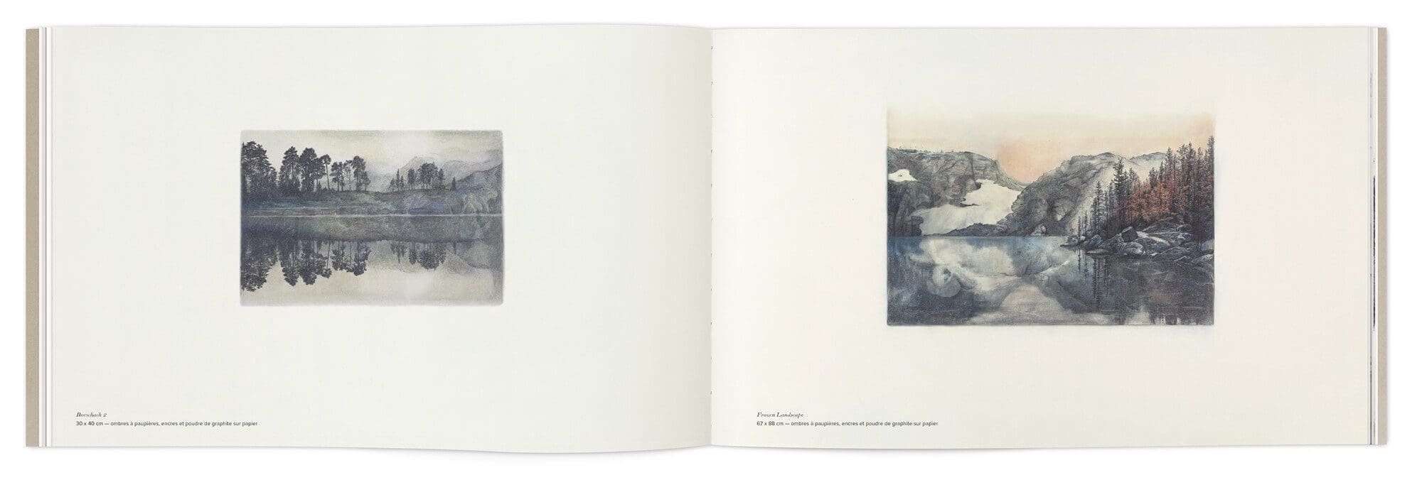 Les paysages en couleurs et en petits formats d'Hélène Muheim dans son livre Quelque part dans l'inachevé, direction artistique IchetKar