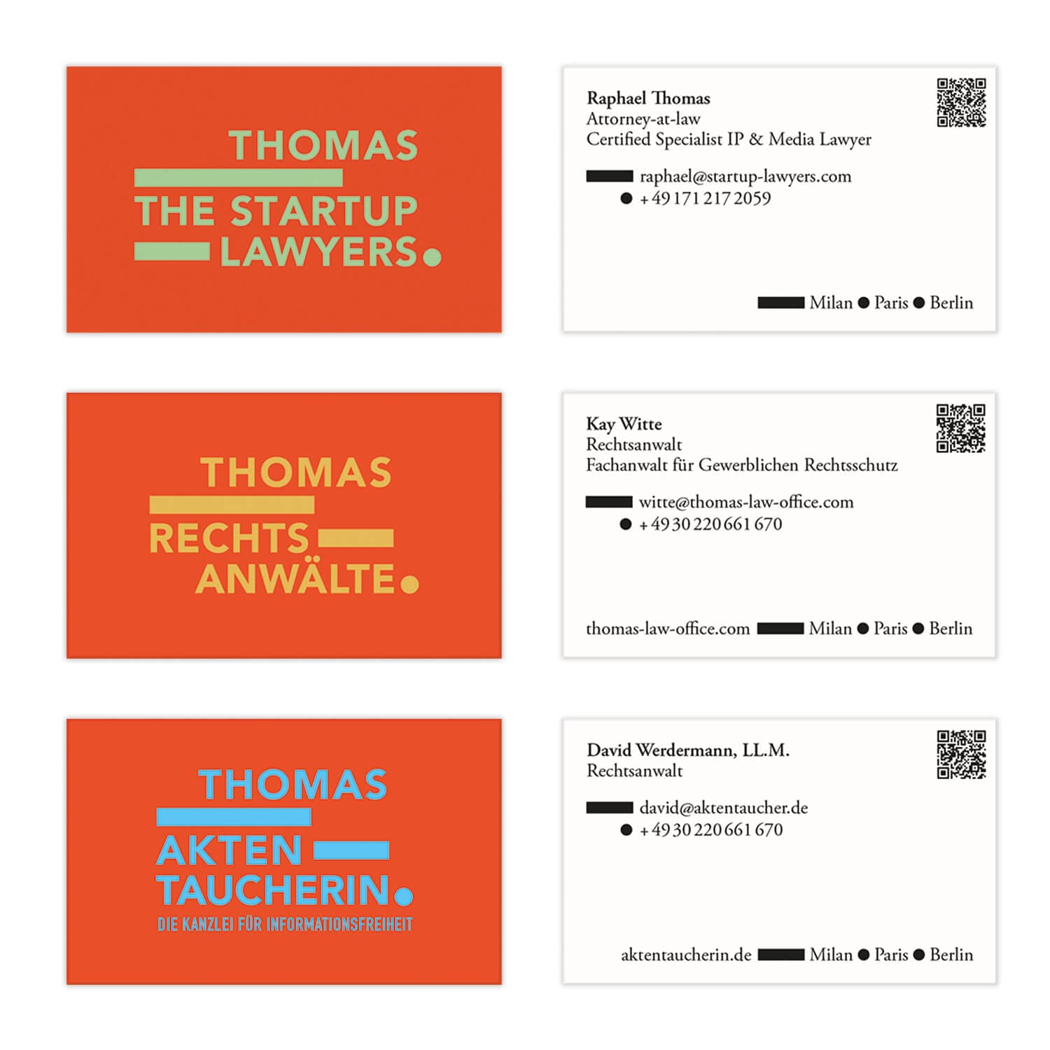 carte de visites bauhaus pour Thomas the startup lawyers, signé Ich&Kar