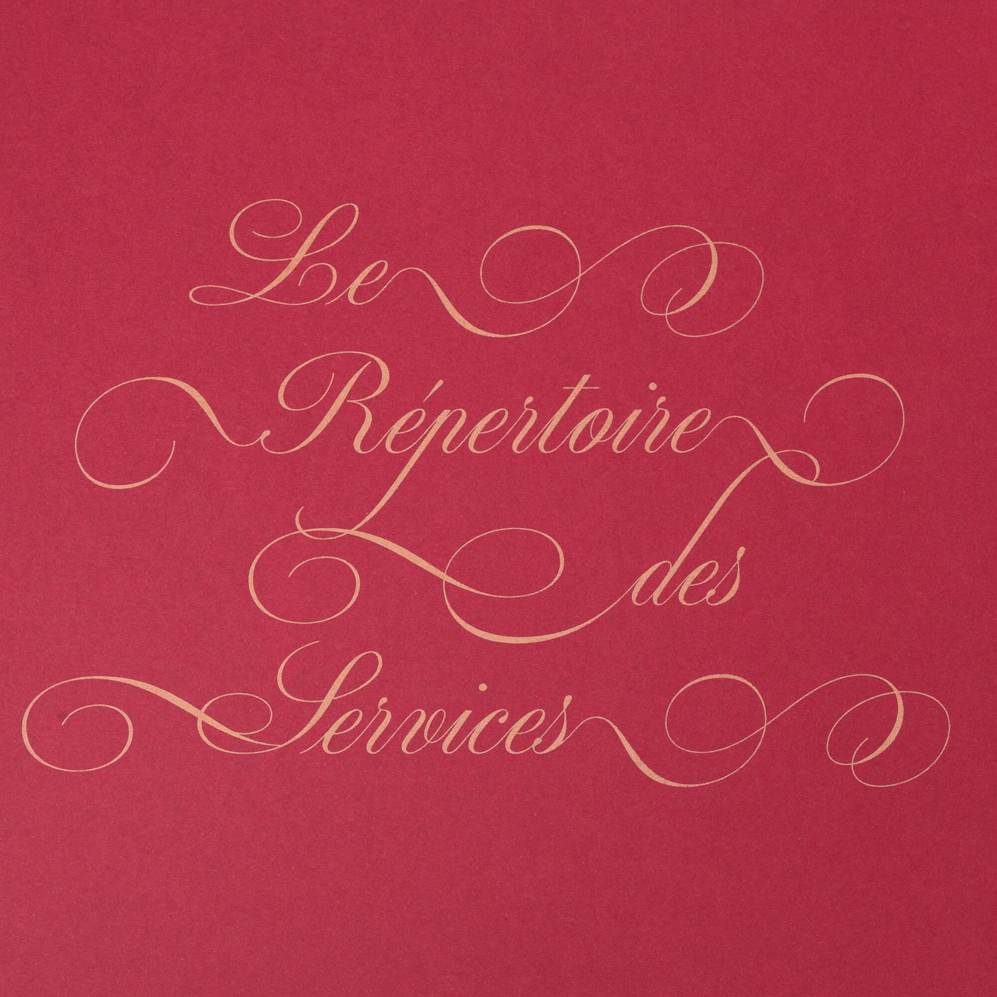 Le repertoire des services : composition typographique signé IchetKar pour le room book du château Louise de la Vallière, favorite du roi louis XIV