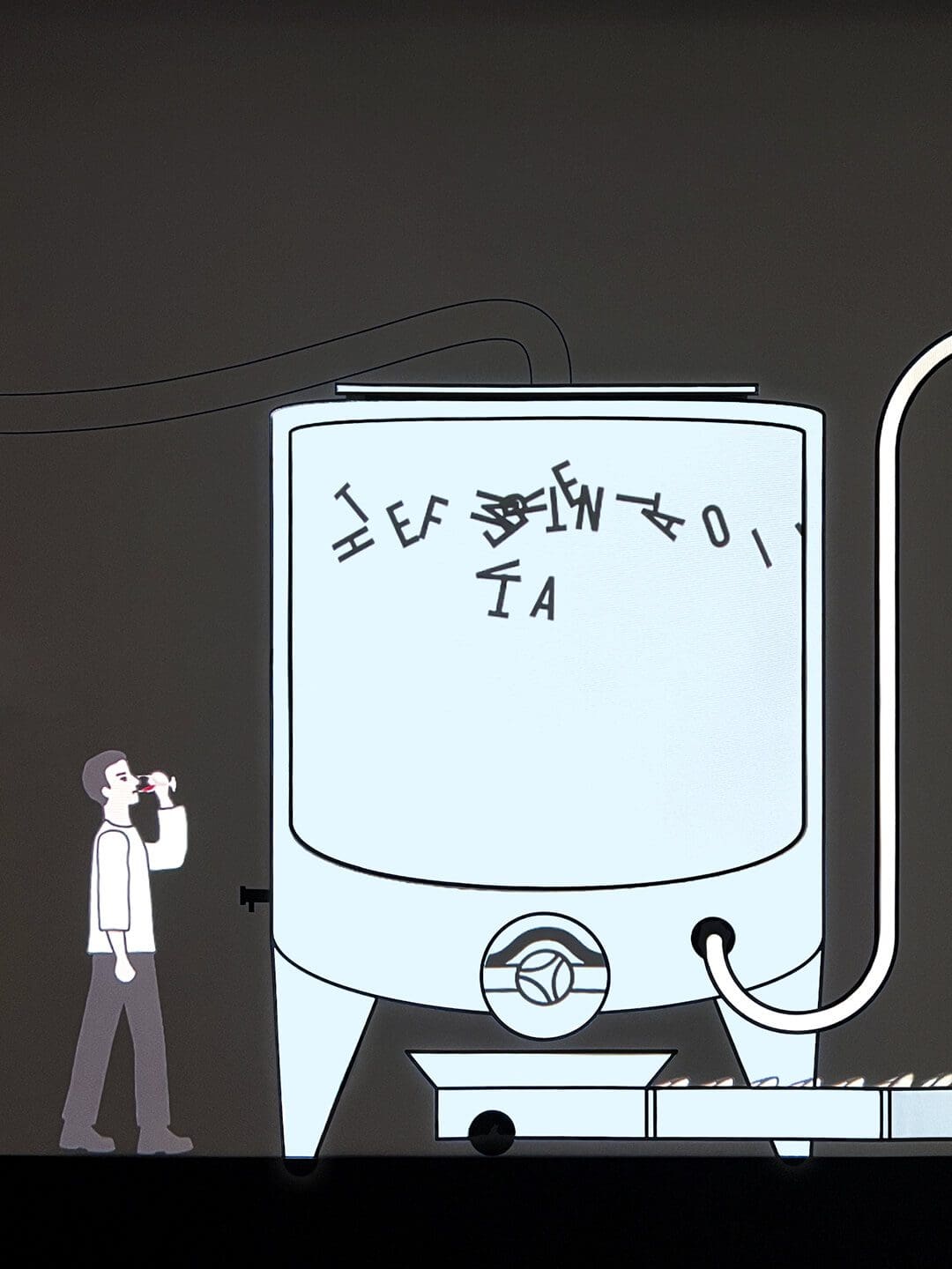 arret sur image de la veille de la fermentation realisé par Ichetkar pour le dispositif de l'élaboration du vin de la cité du vin de Bordeaux, la typographie animée made in ichetkar