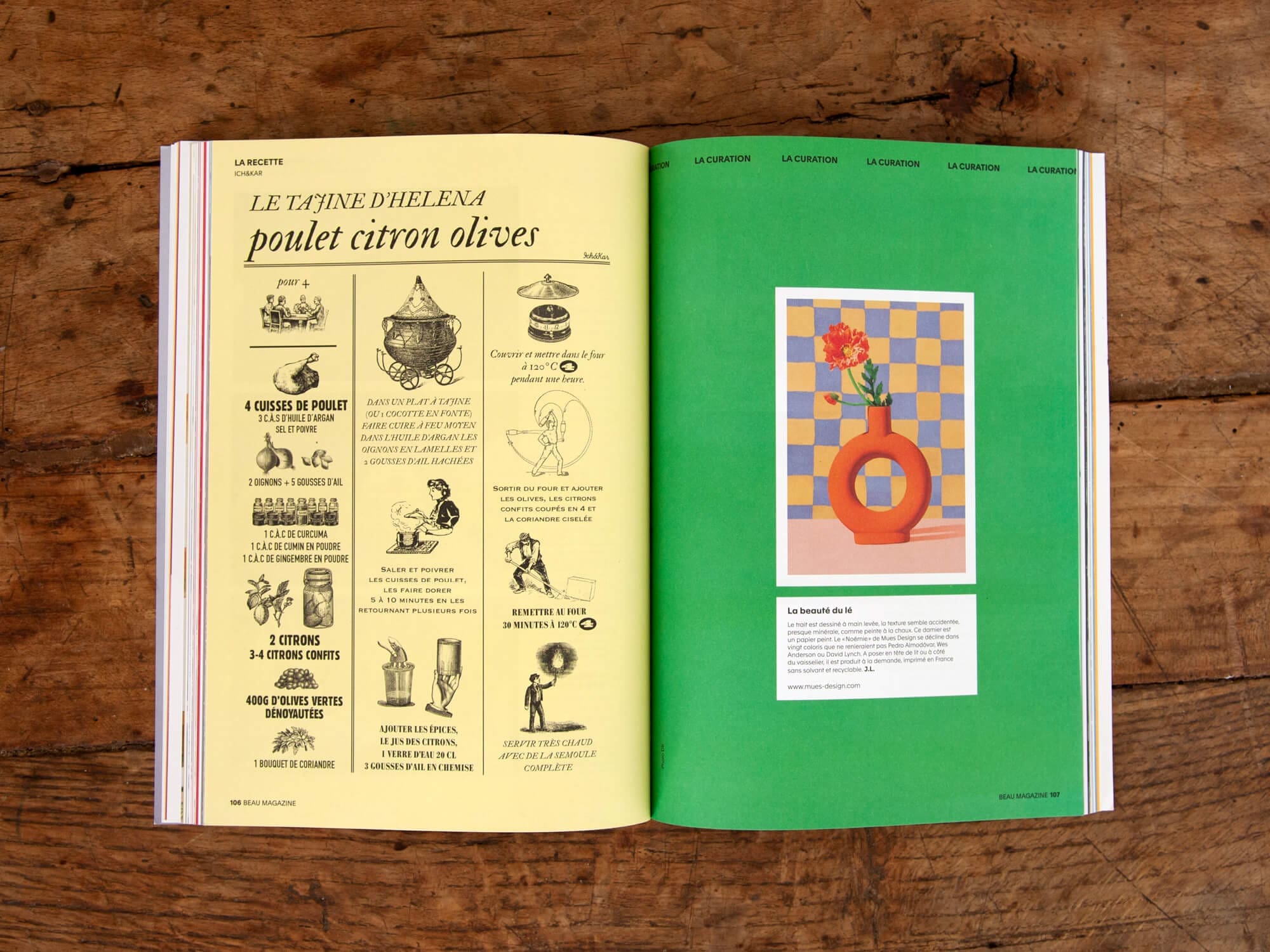 la recette d'helena poulet citron olives, ichetkar créer la rubrique recette pour beau magazine.