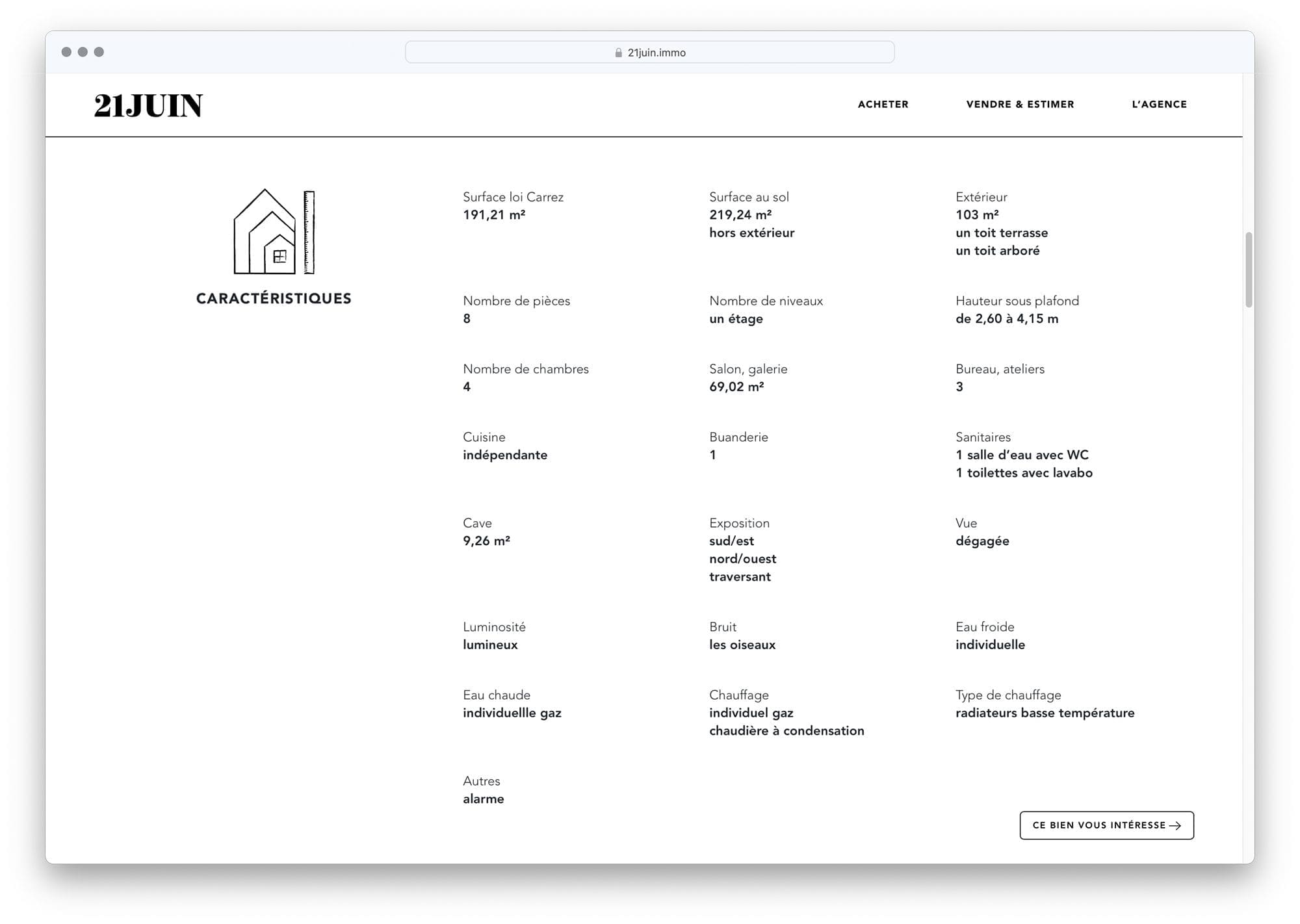 L'agence immobilière 21 juin fait appel à ichetkar le design graphique de son site web, une mise en page clair agrémenté d'illustrations