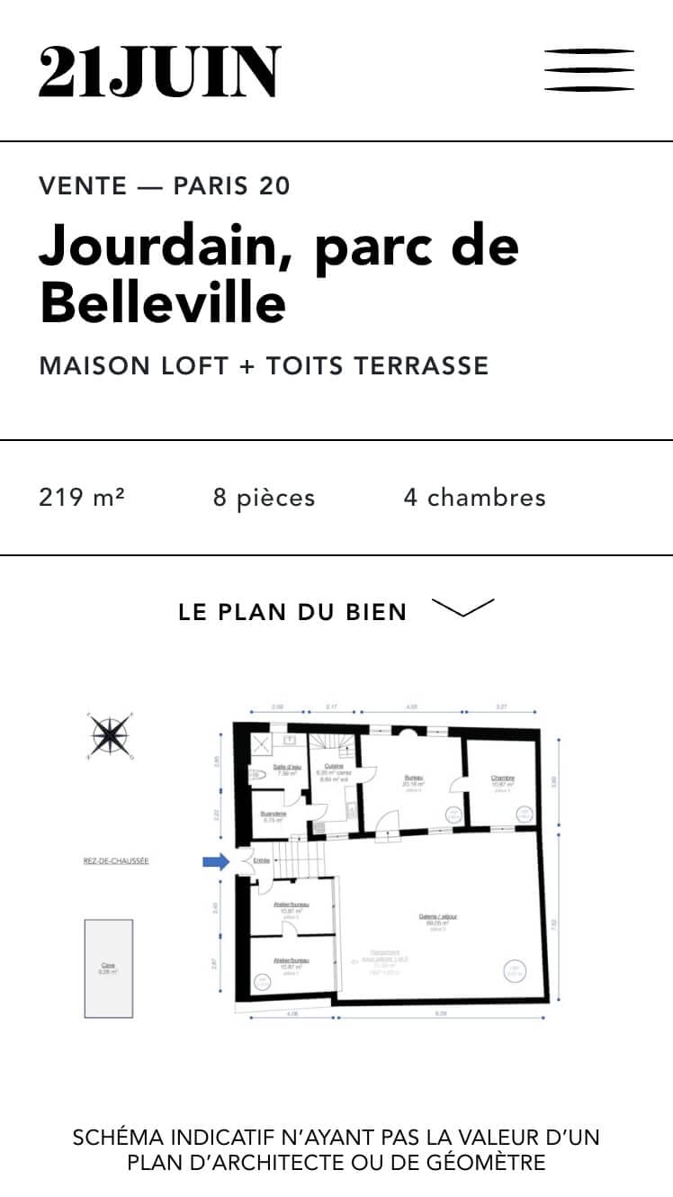 L'agence Ichetkar soigne la présentation des caractéristiques de chaque biens immobilier du site web de l'agence immobilière 21 juin.