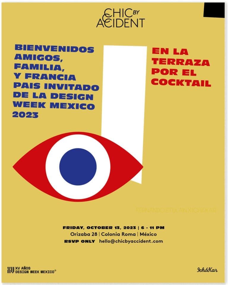 carton d'invitation à l'occasion de la design week mexico pour la galerie Chic by accident signed ichetkar