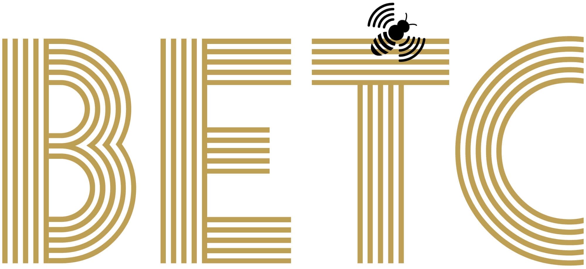 L'identité de l'agence de publicité BETC, deux couleurs or et noir, une typographie vivante et une abeille libre comme l’air, design IchetKar