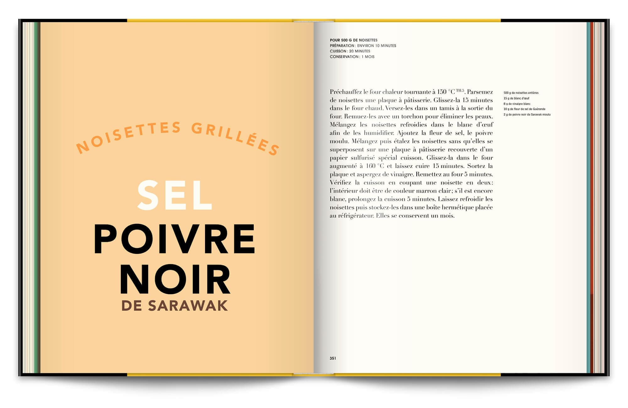 Typographie expressive sur les ingrédients des recettes pour le livre Infiniment de Pierre Hermé, graphisme et mise en page IchetKar