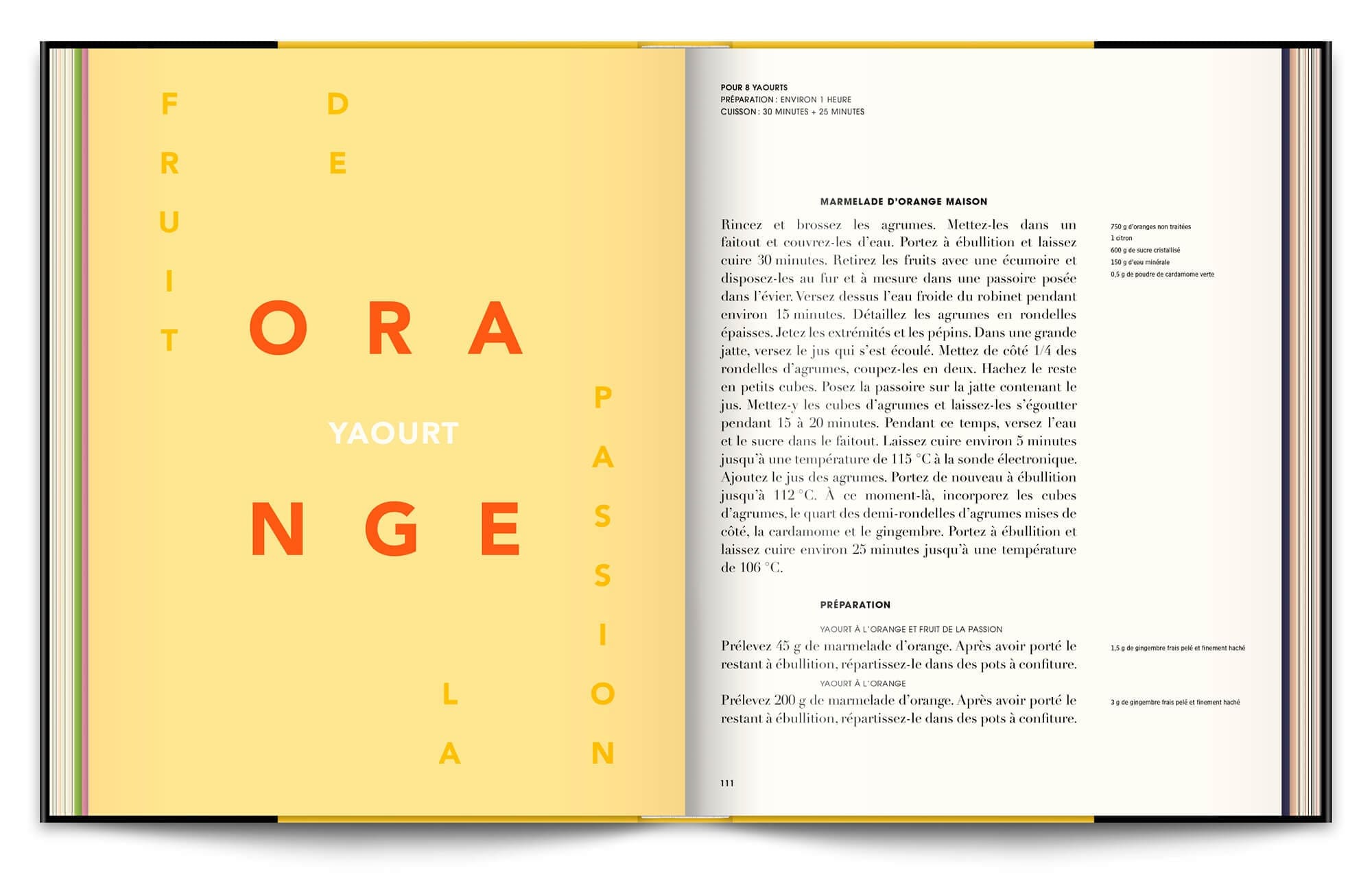 Le livre Infiniment de Pierre Hermé, un classique, la crêpe a l'orange, design IchetKar