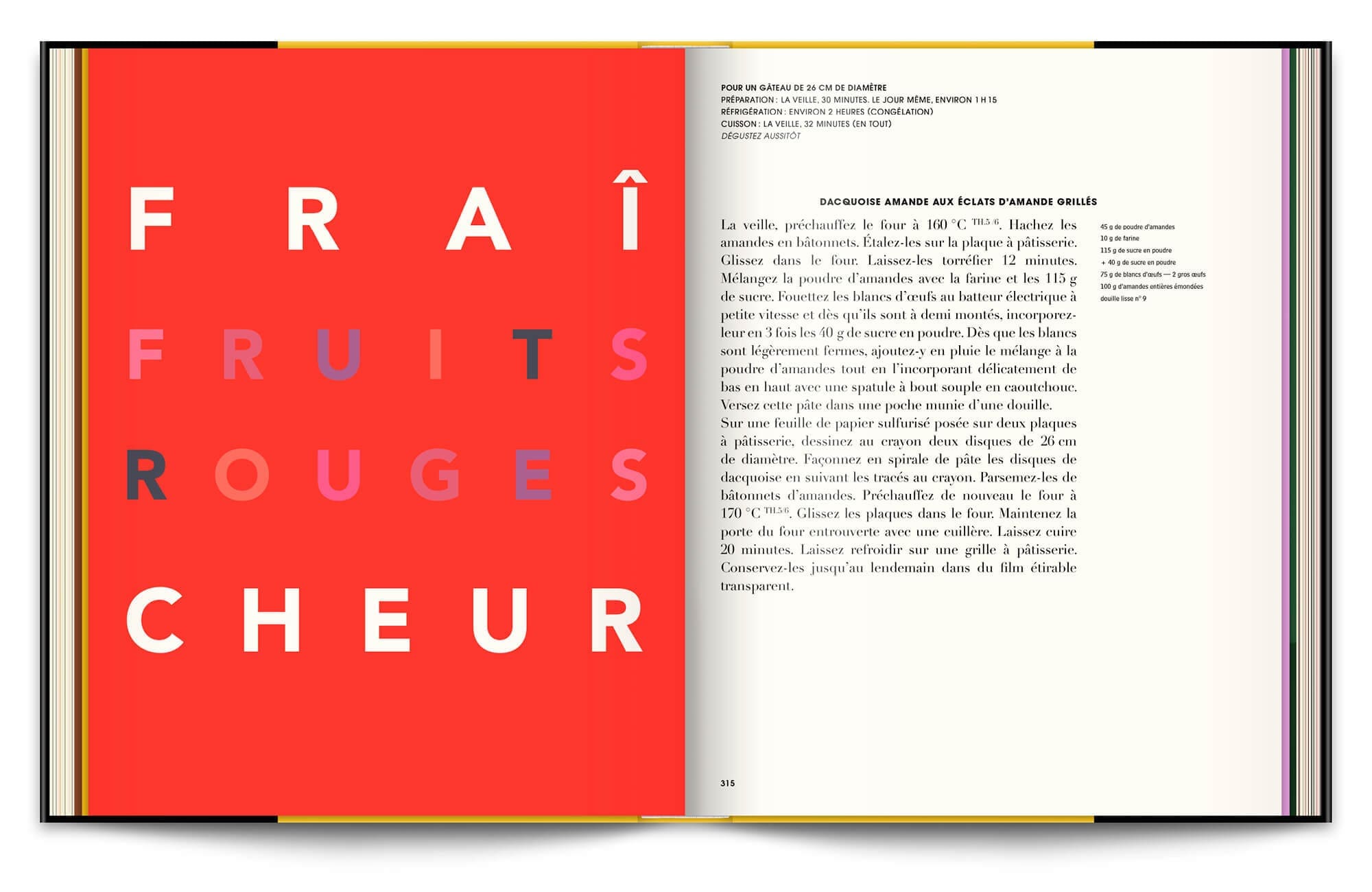 Jeu typographique pour les pages du livre Infiniment de Pierre Hermé, design éditorial et graphisme IchetKar